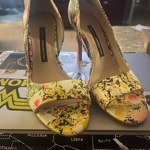 French Connection Women's Yellow Floral Heels
